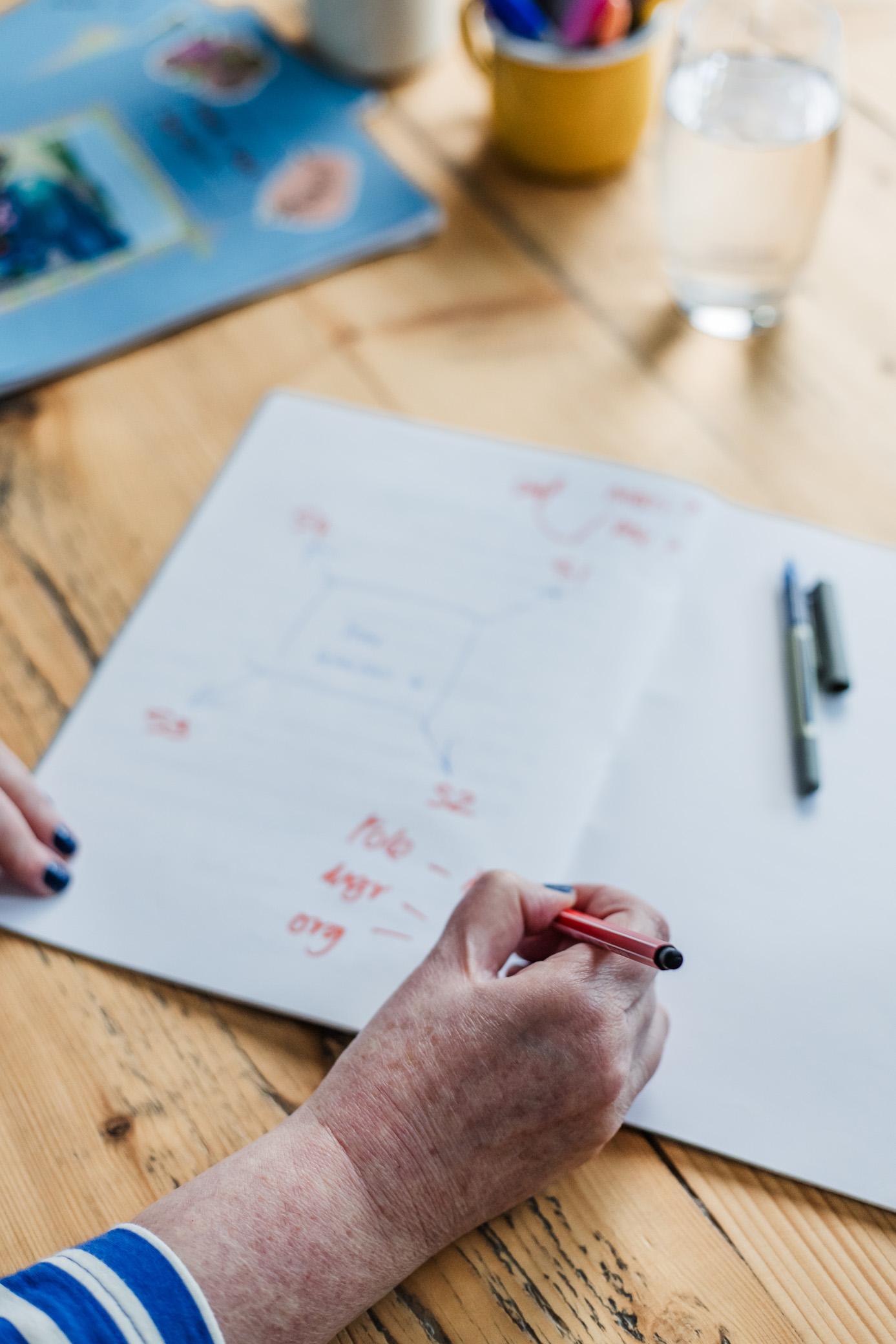 hand writing in note book